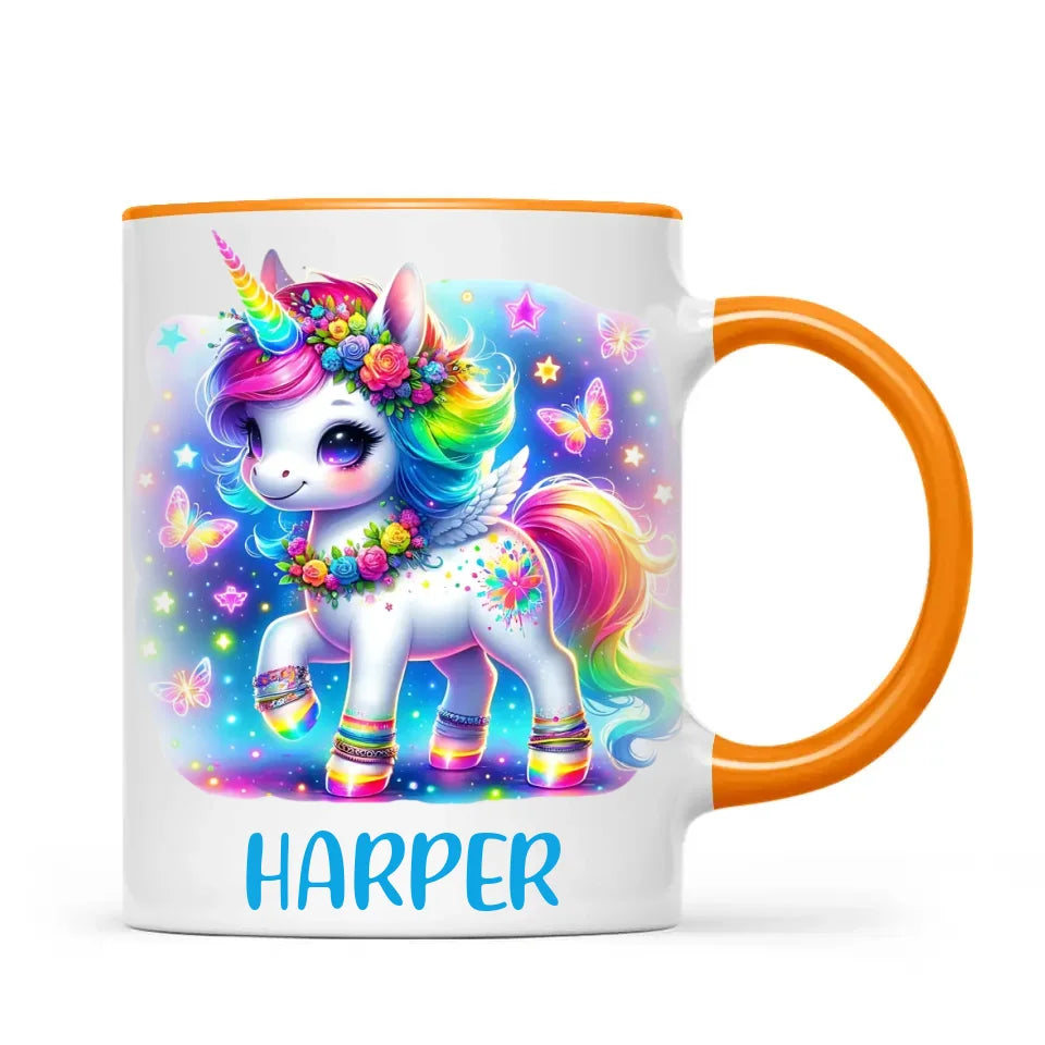 Personalised Magical Unicorn Kids Cup - Custom Name Rainbow Unicorn Mug - 11oz, 6oz or Enamel - NZ Made Gift