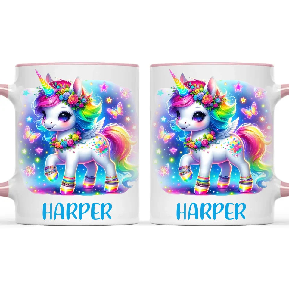 Personalised Magical Unicorn Kids Cup - Custom Name Rainbow Unicorn Mug - 11oz, 6oz or Enamel - NZ Made Gift