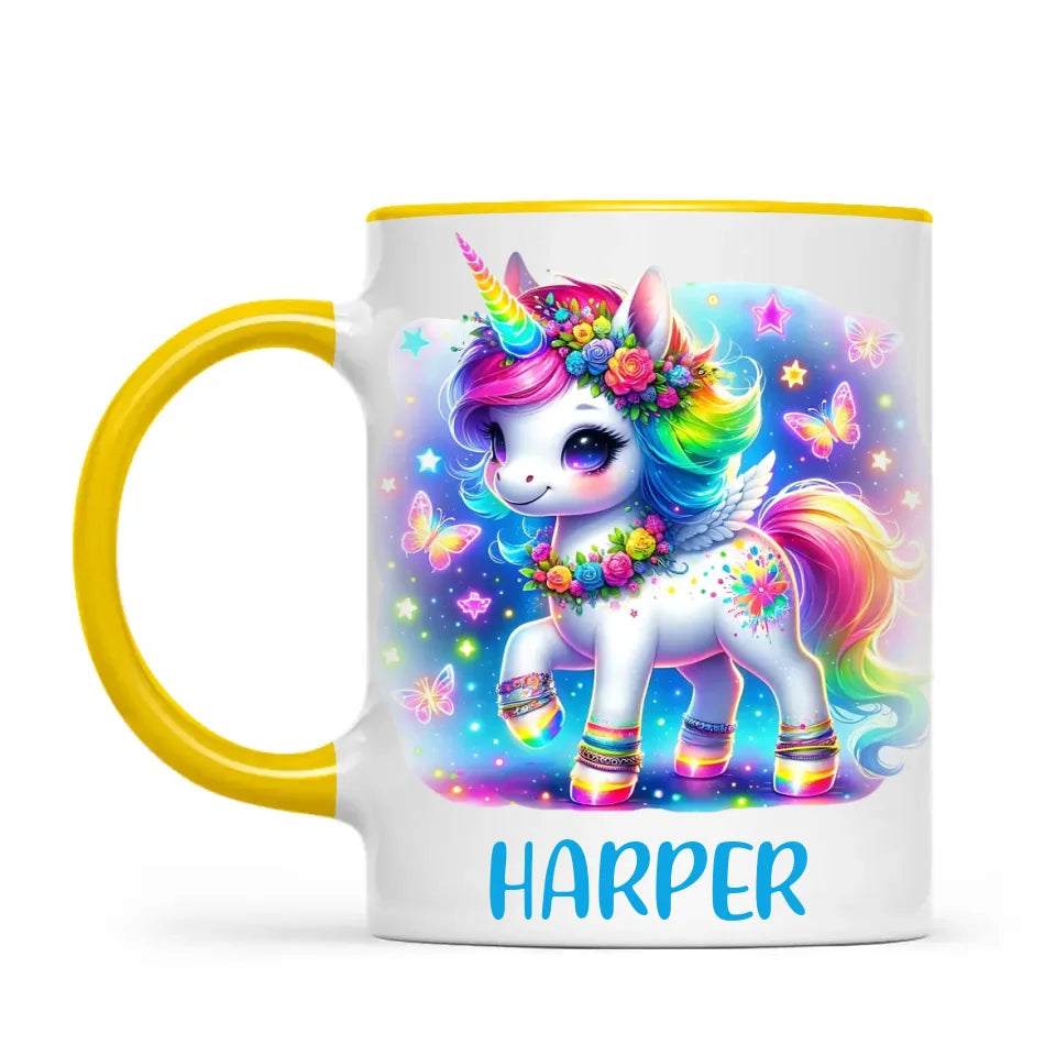 Personalised Magical Unicorn Kids Cup - Custom Name Rainbow Unicorn Mug - 11oz, 6oz or Enamel - NZ Made Gift