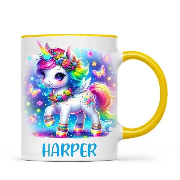 Personalised Magical Unicorn Kids Cup - Custom Name Rainbow Unicorn Mug - 11oz, 6oz or Enamel - NZ Made Gift