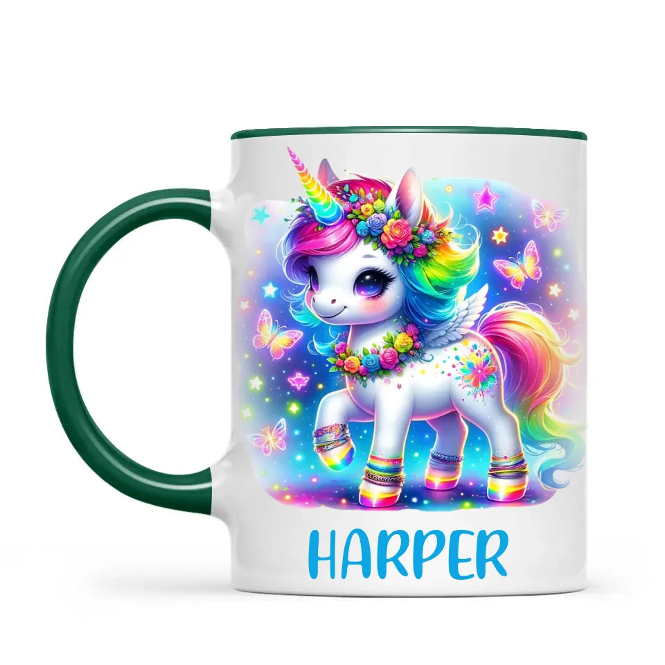 Personalised Magical Unicorn Kids Cup - Custom Name Rainbow Unicorn Mug - 11oz, 6oz or Enamel - NZ Made Gift