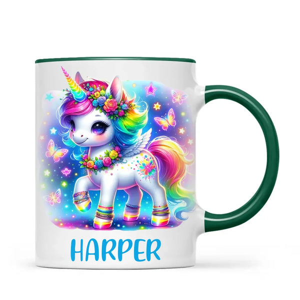 Personalised Magical Unicorn Kids Cup - Custom Name Rainbow Unicorn Mug - 11oz, 6oz or Enamel - NZ Made Gift