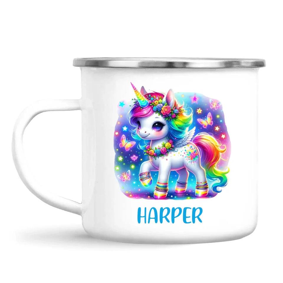 Personalised Magical Unicorn Kids Cup - Custom Name Rainbow Unicorn Mug - 11oz, 6oz or Enamel - NZ Made Gift