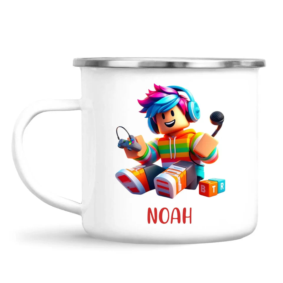 Personalised with Name, Gamer Character Kids Mug – Customised Gaming Avatar Cup for Children – Available in 11oz, 6oz & Enamel Options