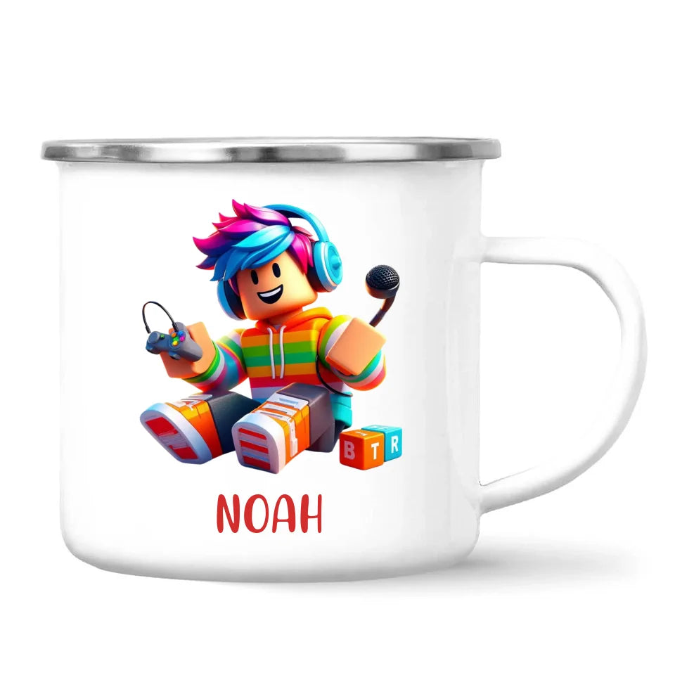 Personalised with Name, Gamer Character Kids Mug – Customised Gaming Avatar Cup for Children – Available in 11oz, 6oz & Enamel Options