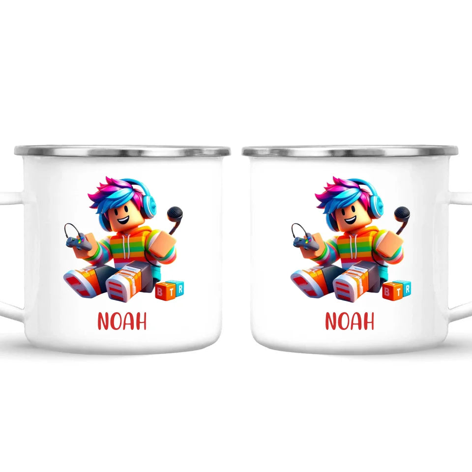 Personalised with Name, Gamer Character Kids Mug – Customised Gaming Avatar Cup for Children – Available in 11oz, 6oz & Enamel Options