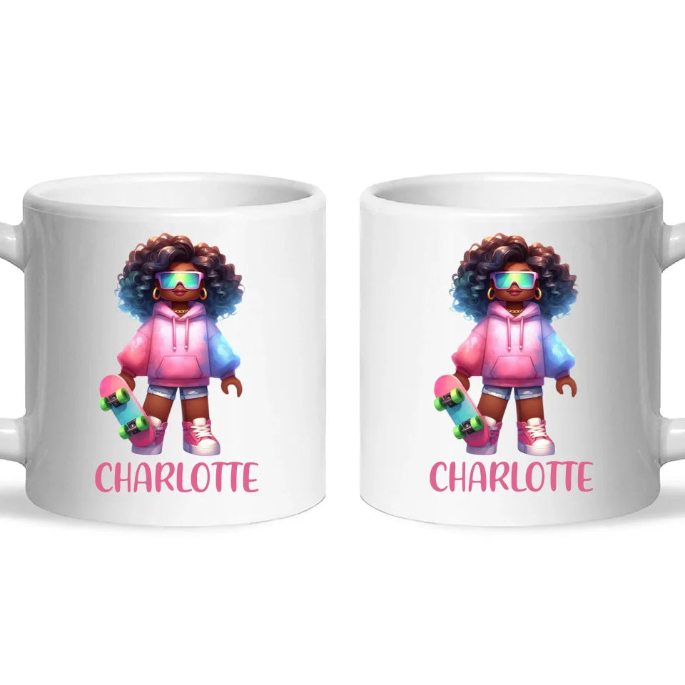 Personalised Skateboarder Kids Cup - Custom Name Skater Character Mug - 11oz, 6oz or Enamel - NZ Made Gift