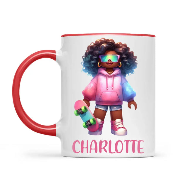 Personalised Skateboarder Kids Cup - Custom Name Skater Character Mug - 11oz, 6oz or Enamel - NZ Made Gift