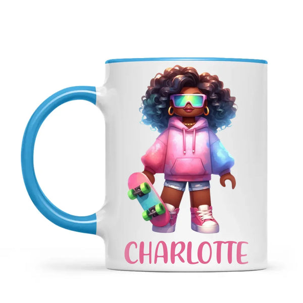 Personalised Skateboarder Kids Cup - Custom Name Skater Character Mug - 11oz, 6oz or Enamel - NZ Made Gift