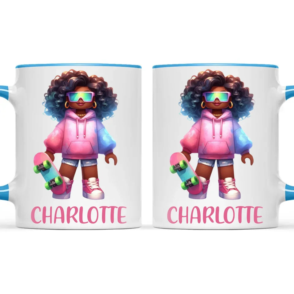 Personalised Skateboarder Kids Cup - Custom Name Skater Character Mug - 11oz, 6oz or Enamel - NZ Made Gift