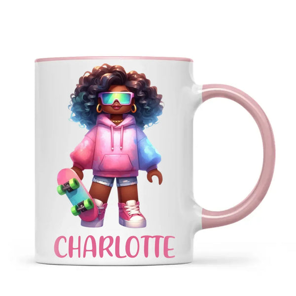 Personalised Skateboarder Kids Cup - Custom Name Skater Character Mug - 11oz, 6oz or Enamel - NZ Made Gift
