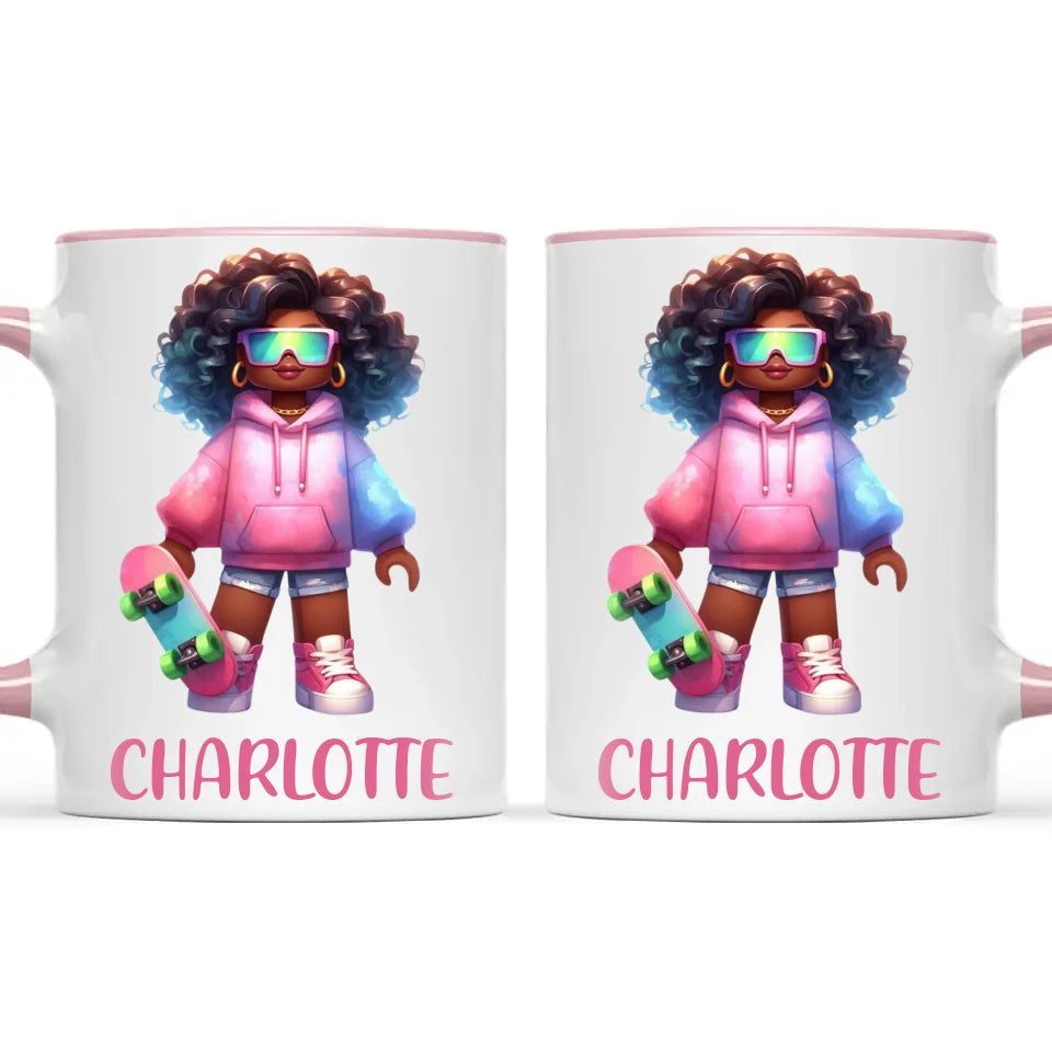 Personalised Skateboarder Kids Cup - Custom Name Skater Character Mug - 11oz, 6oz or Enamel - NZ Made Gift