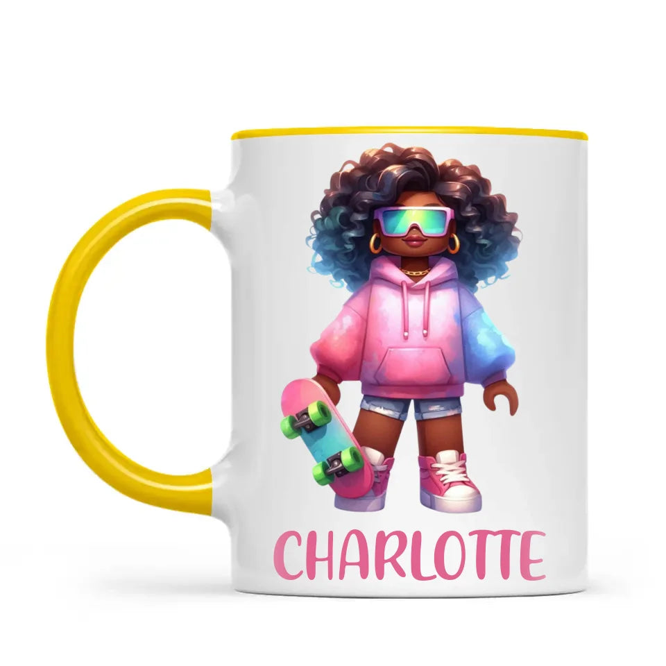 Personalised Skateboarder Kids Cup - Custom Name Skater Character Mug - 11oz, 6oz or Enamel - NZ Made Gift