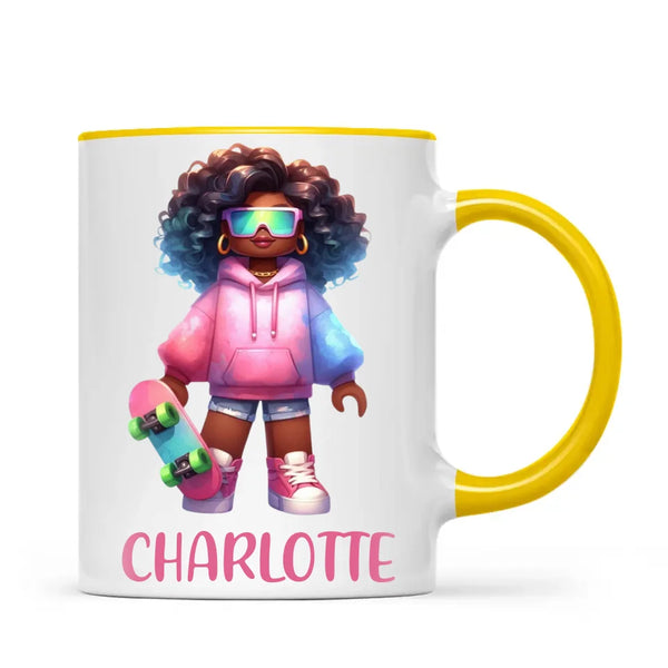 Personalised Skateboarder Kids Cup - Custom Name Skater Character Mug - 11oz, 6oz or Enamel - NZ Made Gift