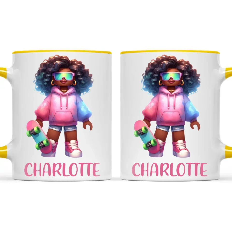 Personalised Skateboarder Kids Cup - Custom Name Skater Character Mug - 11oz, 6oz or Enamel - NZ Made Gift