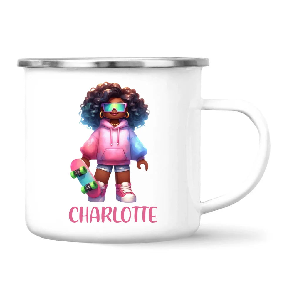 Personalised Skateboarder Kids Cup - Custom Name Skater Character Mug - 11oz, 6oz or Enamel - NZ Made Gift