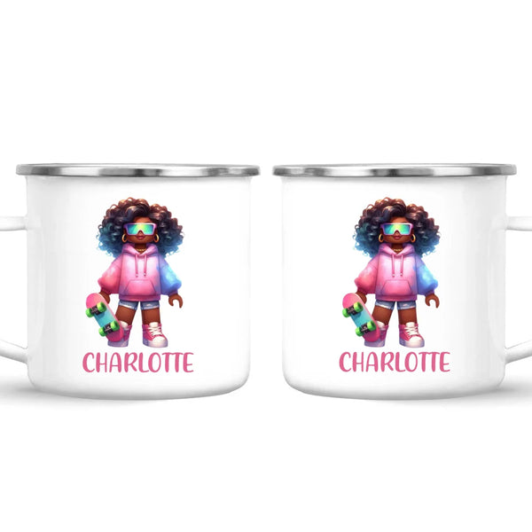 Personalised Skateboarder Kids Cup - Custom Name Skater Character Mug - 11oz, 6oz or Enamel - NZ Made Gift