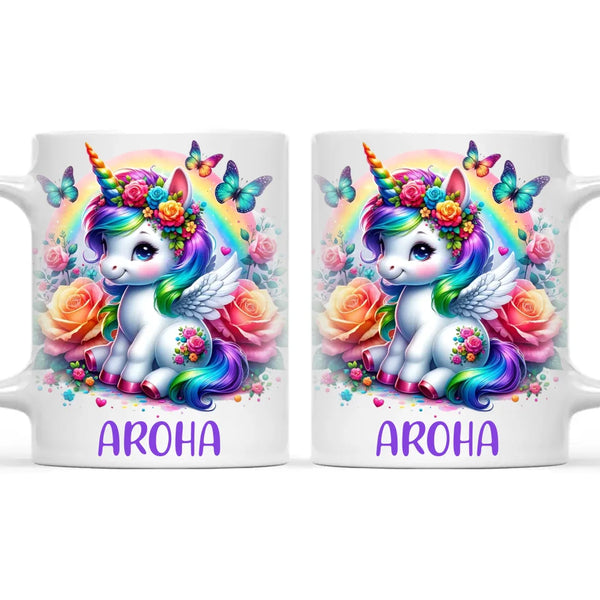Personalised Unicorn Cup with Name - Custom Rainbow Unicorn Mug for Kids - 11oz, 6oz or Enamel - Magical NZ Gift