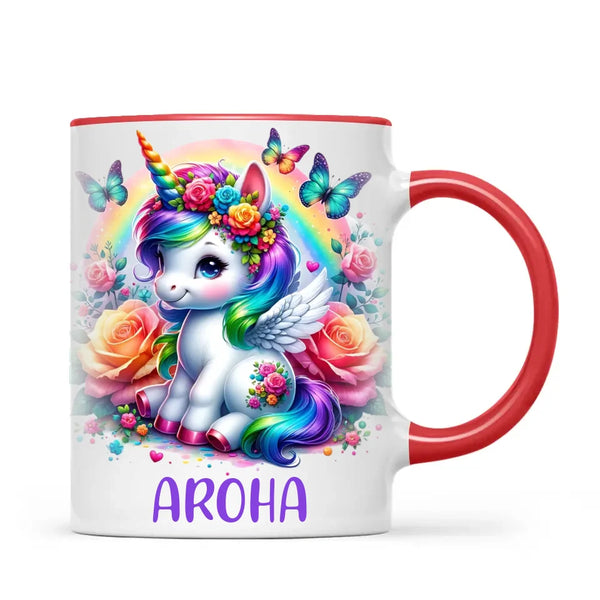 Personalised Unicorn Cup with Name - Custom Rainbow Unicorn Mug for Kids - 11oz, 6oz or Enamel - Magical NZ Gift