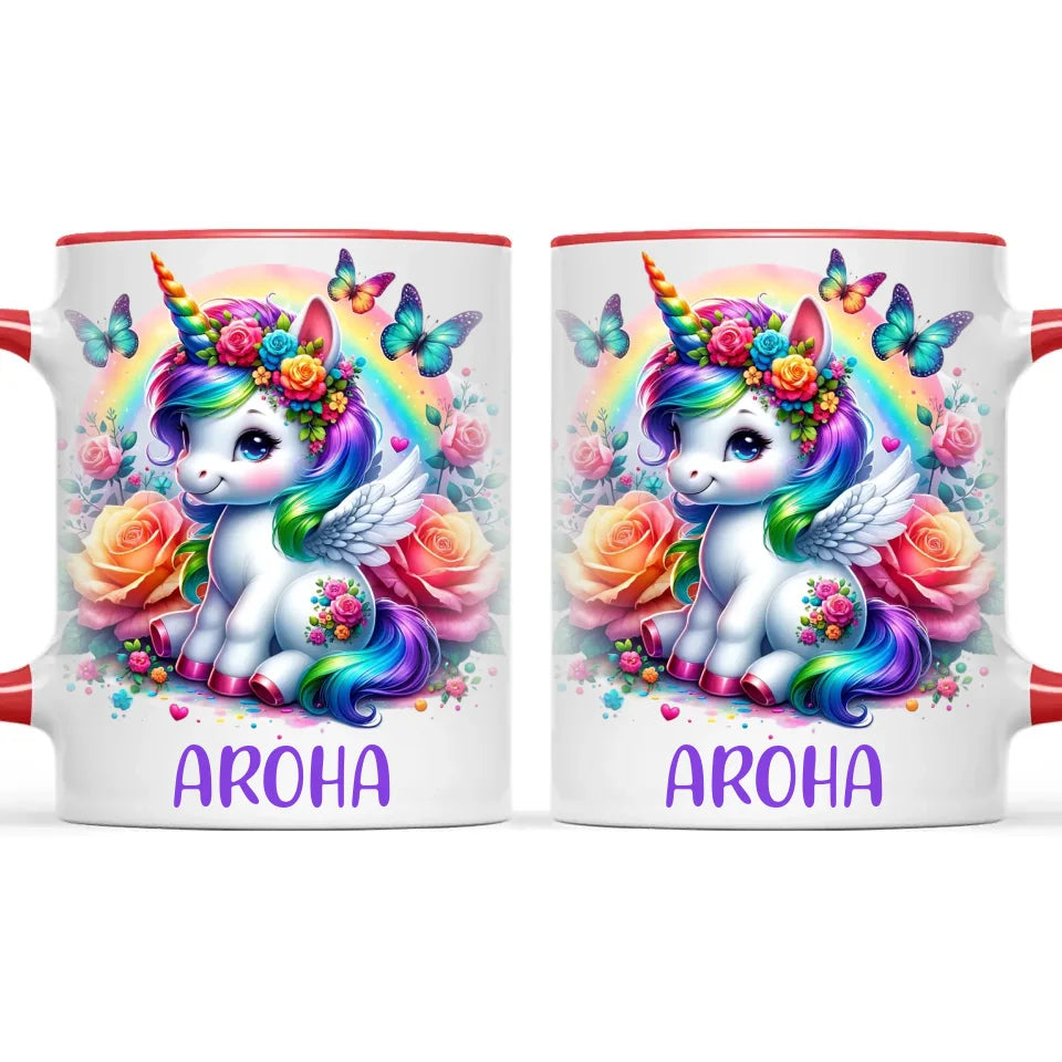 Personalised Unicorn Cup with Name - Custom Rainbow Unicorn Mug for Kids - 11oz, 6oz or Enamel - Magical NZ Gift