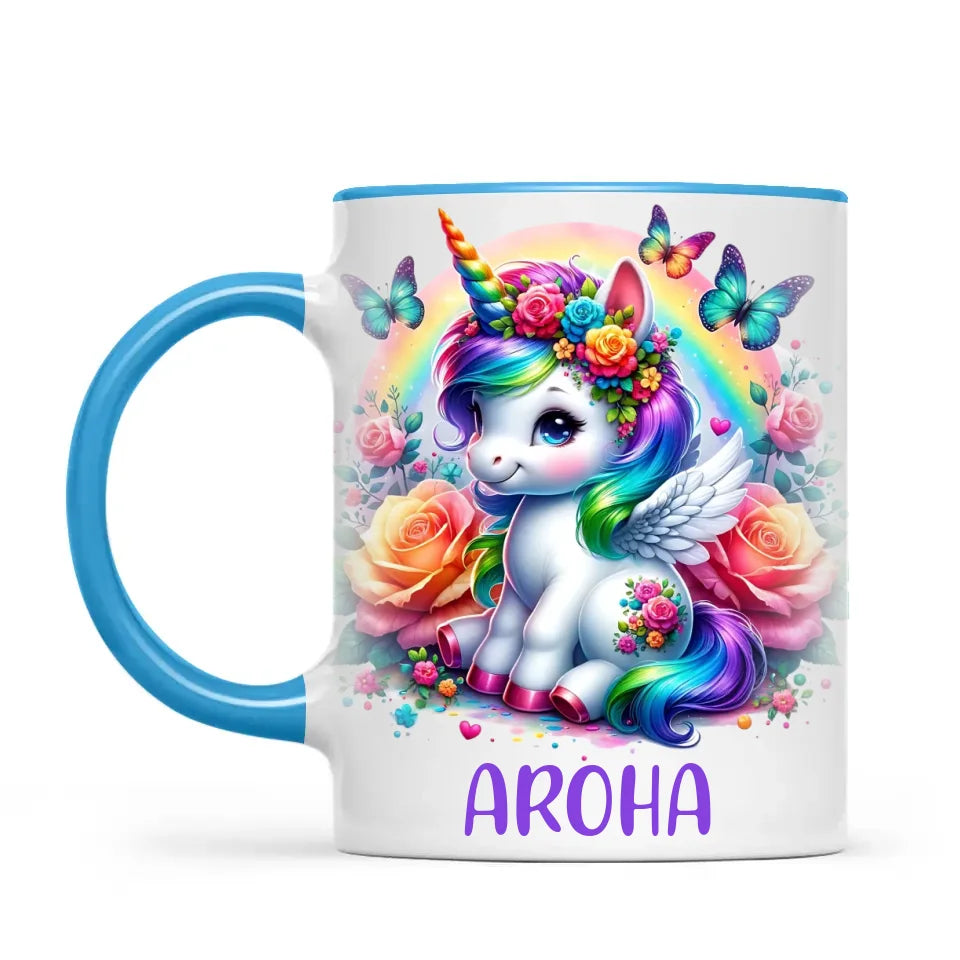 Personalised Unicorn Cup with Name - Custom Rainbow Unicorn Mug for Kids - 11oz, 6oz or Enamel - Magical NZ Gift