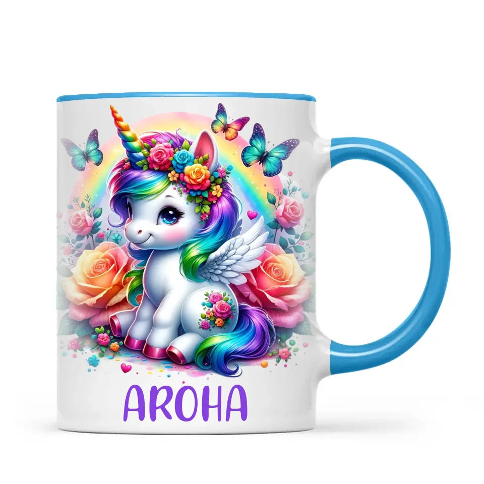 Personalised Unicorn Cup with Name - Custom Rainbow Unicorn Mug for Kids - 11oz, 6oz or Enamel - Magical NZ Gift