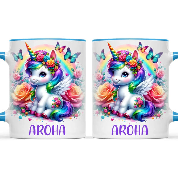 Personalised Unicorn Cup with Name - Custom Rainbow Unicorn Mug for Kids - 11oz, 6oz or Enamel - Magical NZ Gift