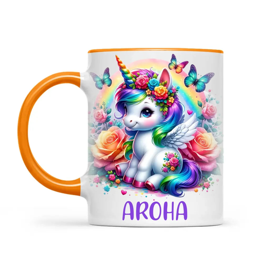 Personalised Unicorn Cup with Name - Custom Rainbow Unicorn Mug for Kids - 11oz, 6oz or Enamel - Magical NZ Gift