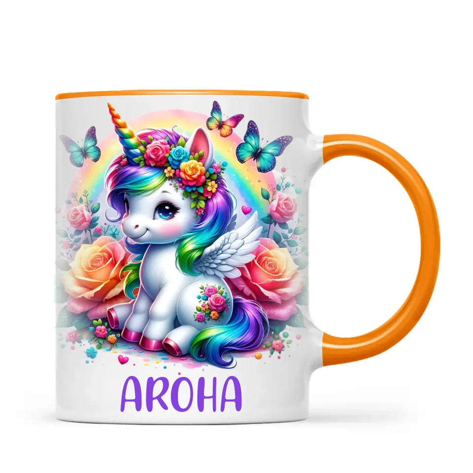 Personalised Unicorn Cup with Name - Custom Rainbow Unicorn Mug for Kids - 11oz, 6oz or Enamel - Magical NZ Gift