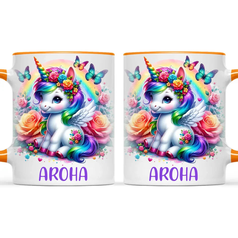 Personalised Unicorn Cup with Name - Custom Rainbow Unicorn Mug for Kids - 11oz, 6oz or Enamel - Magical NZ Gift