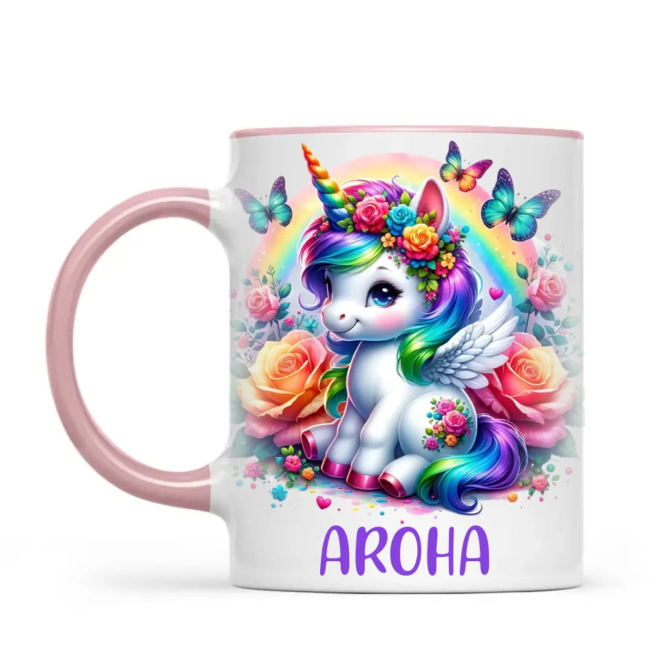 Personalised Unicorn Cup with Name - Custom Rainbow Unicorn Mug for Kids - 11oz, 6oz or Enamel - Magical NZ Gift