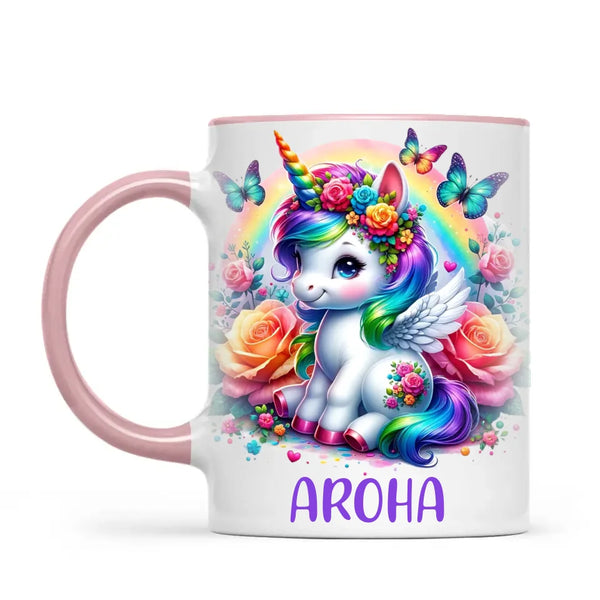 Personalised Unicorn Cup with Name - Custom Rainbow Unicorn Mug for Kids - 11oz, 6oz or Enamel - Magical NZ Gift
