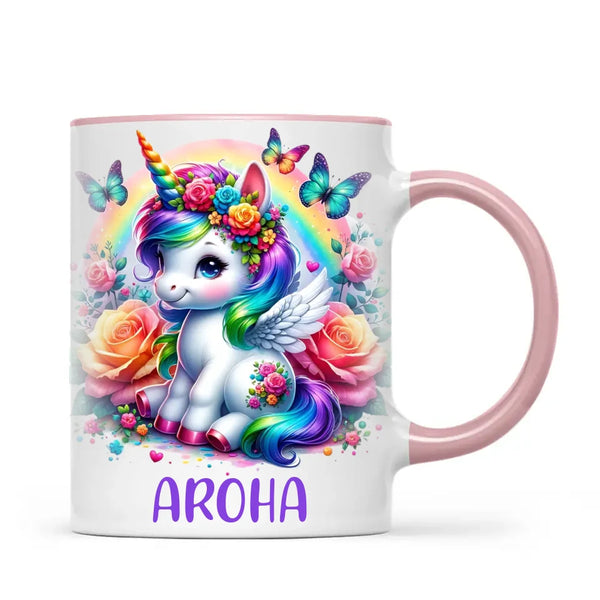 Personalised Unicorn Cup with Name - Custom Rainbow Unicorn Mug for Kids - 11oz, 6oz or Enamel - Magical NZ Gift