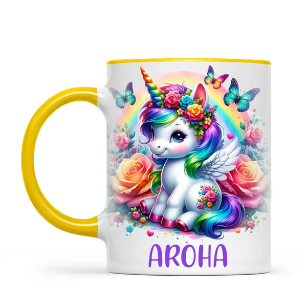 Personalised Unicorn Cup with Name - Custom Rainbow Unicorn Mug for Kids - 11oz, 6oz or Enamel - Magical NZ Gift