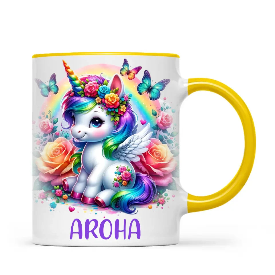 Personalised Unicorn Cup with Name - Custom Rainbow Unicorn Mug for Kids - 11oz, 6oz or Enamel - Magical NZ Gift
