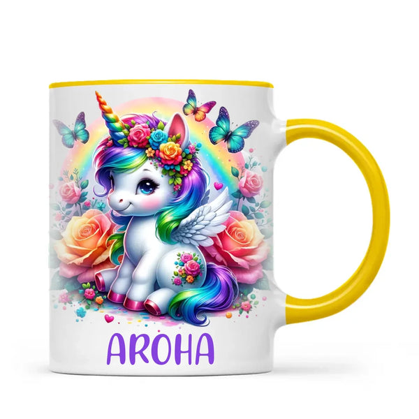 Personalised Unicorn Cup with Name - Custom Rainbow Unicorn Mug for Kids - 11oz, 6oz or Enamel - Magical NZ Gift