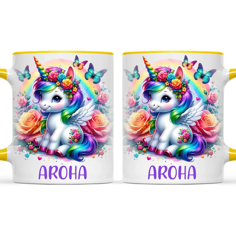 Personalised Unicorn Cup with Name - Custom Rainbow Unicorn Mug for Kids - 11oz, 6oz or Enamel - Magical NZ Gift