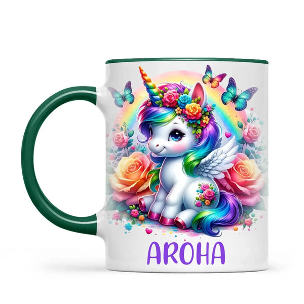 Personalised Unicorn Cup with Name - Custom Rainbow Unicorn Mug for Kids - 11oz, 6oz or Enamel - Magical NZ Gift