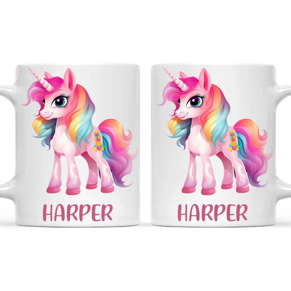 Personalised Unicorn Cup with Name - Custom Kids Unicorn Mug - Rainbow Unicorn Gift for Girls - 11oz, 6oz or Enamel - NZ Made