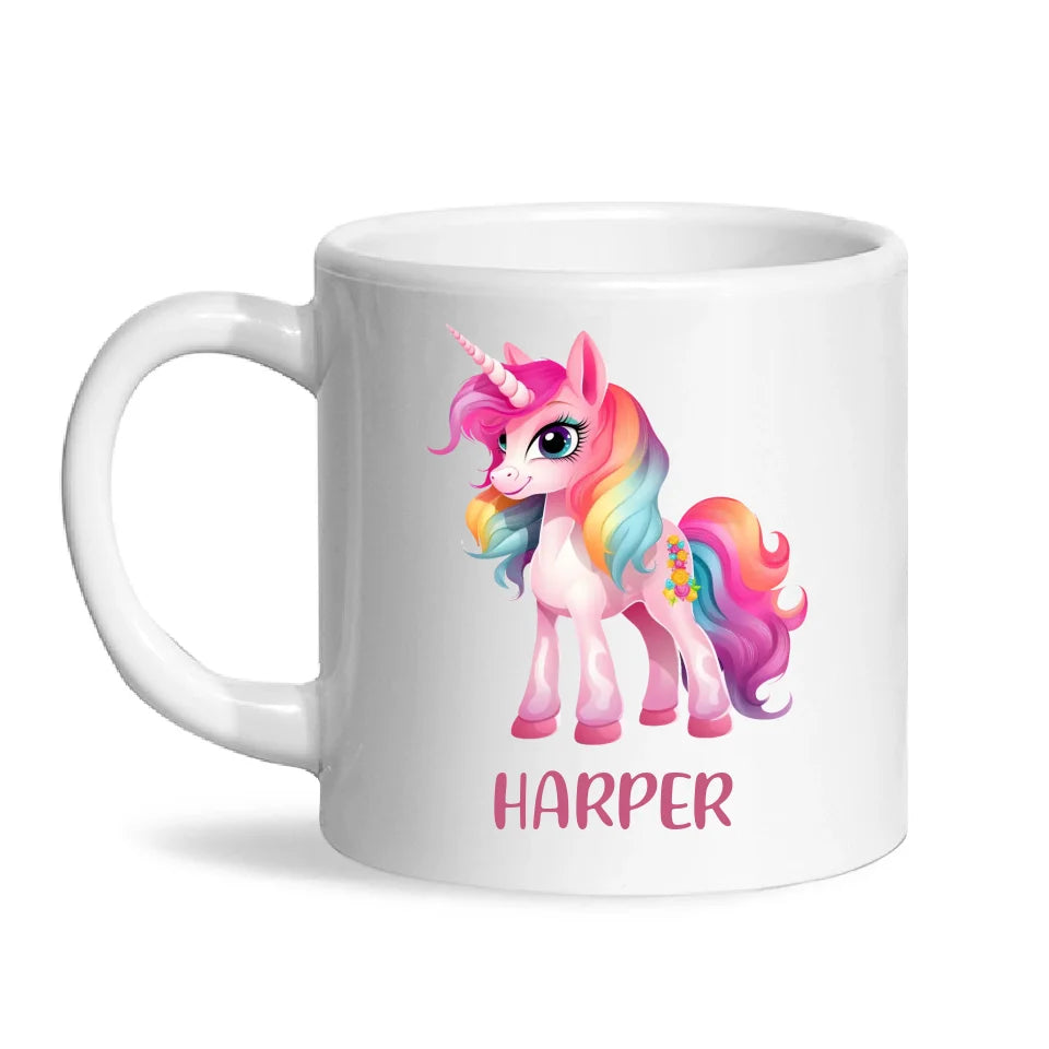 Personalised Unicorn Cup with Name - Custom Kids Unicorn Mug - Rainbow Unicorn Gift for Girls - 11oz, 6oz or Enamel - NZ Made