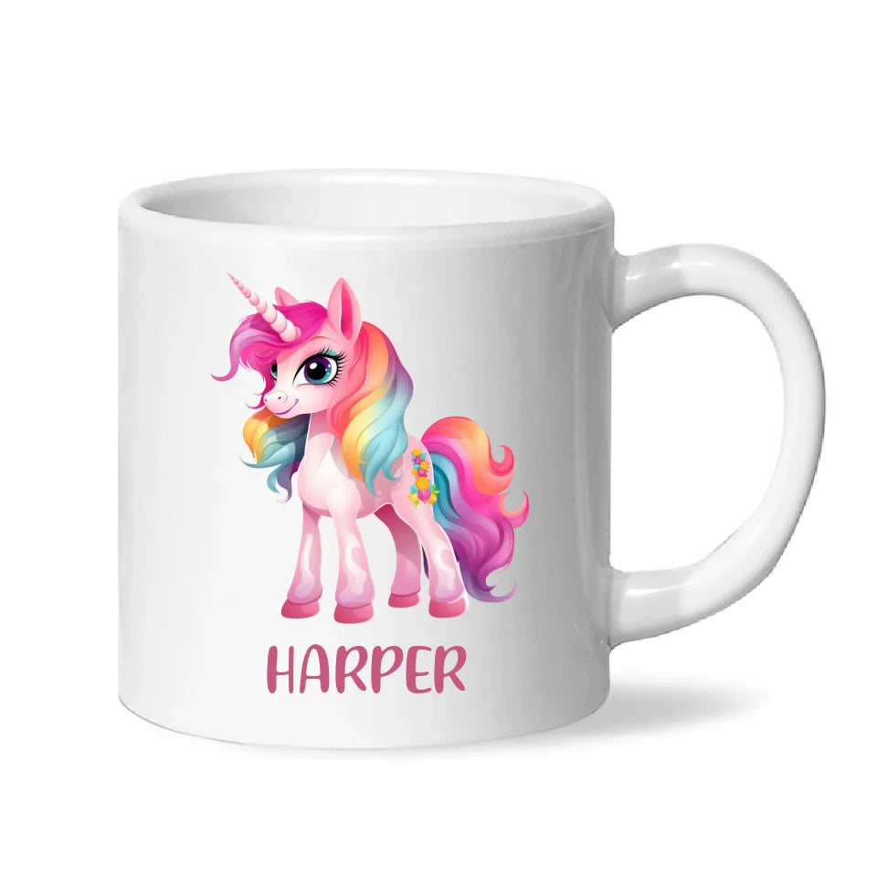 Personalised Unicorn Cup with Name - Custom Kids Unicorn Mug - Rainbow Unicorn Gift for Girls - 11oz, 6oz or Enamel - NZ Made