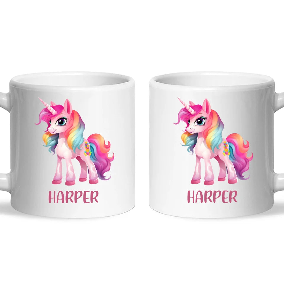 Personalised Unicorn Cup with Name - Custom Kids Unicorn Mug - Rainbow Unicorn Gift for Girls - 11oz, 6oz or Enamel - NZ Made