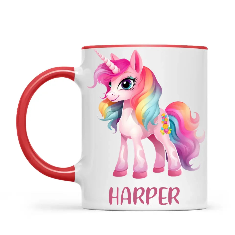 Personalised Unicorn Cup with Name - Custom Kids Unicorn Mug - Rainbow Unicorn Gift for Girls - 11oz, 6oz or Enamel - NZ Made