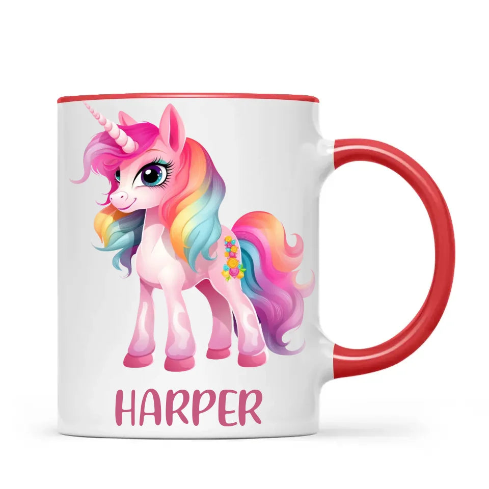 Personalised Unicorn Cup with Name - Custom Kids Unicorn Mug - Rainbow Unicorn Gift for Girls - 11oz, 6oz or Enamel - NZ Made