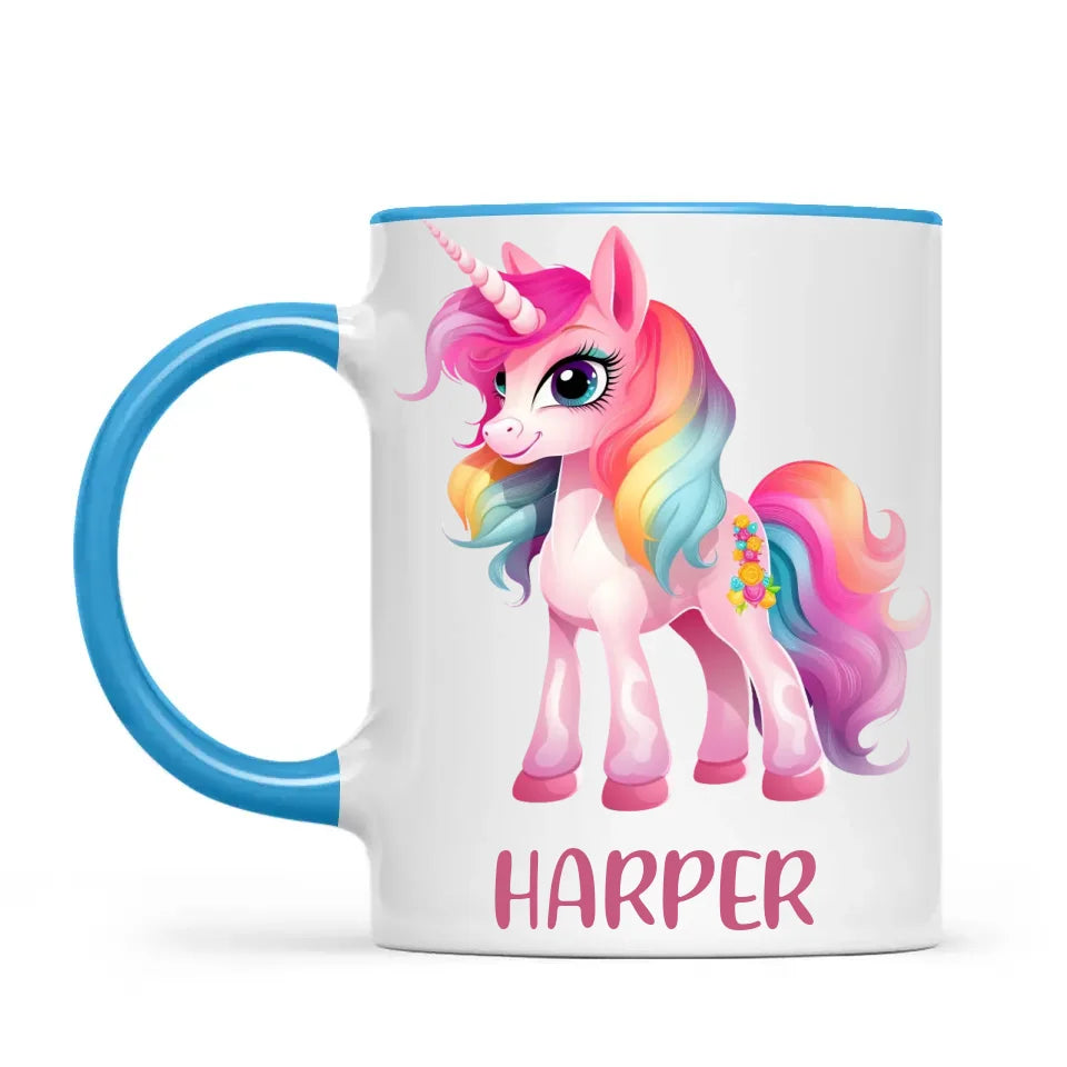 Personalised Unicorn Cup with Name - Custom Kids Unicorn Mug - Rainbow Unicorn Gift for Girls - 11oz, 6oz or Enamel - NZ Made