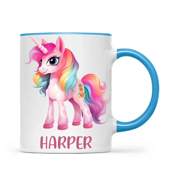 Personalised Unicorn Cup with Name - Custom Kids Unicorn Mug - Rainbow Unicorn Gift for Girls - 11oz, 6oz or Enamel - NZ Made