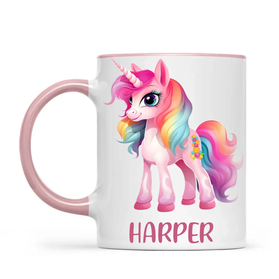 Personalised Unicorn Cup with Name - Custom Kids Unicorn Mug - Rainbow Unicorn Gift for Girls - 11oz, 6oz or Enamel - NZ Made