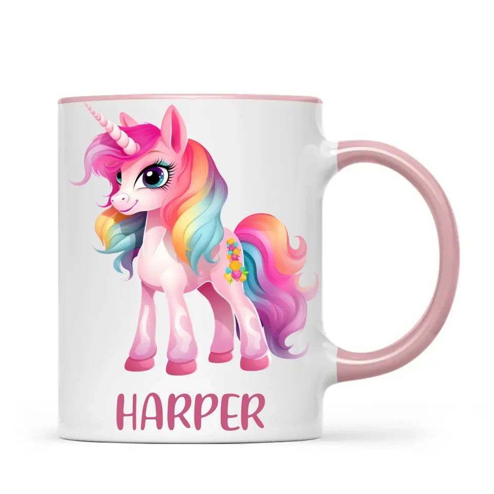 Personalised Unicorn Cup with Name - Custom Kids Unicorn Mug - Rainbow Unicorn Gift for Girls - 11oz, 6oz or Enamel - NZ Made