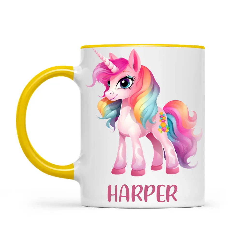 Personalised Unicorn Cup with Name - Custom Kids Unicorn Mug - Rainbow Unicorn Gift for Girls - 11oz, 6oz or Enamel - NZ Made
