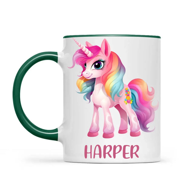 Personalised Unicorn Cup with Name - Custom Kids Unicorn Mug - Rainbow Unicorn Gift for Girls - 11oz, 6oz or Enamel - NZ Made